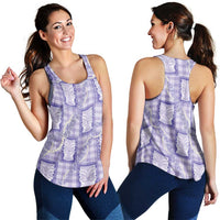 Aloha Hawaii Tiki Palaka Motifs Women Racerback Tank Honohono Lei Purple Elegant Vibes LT14 - Polynesian Pride