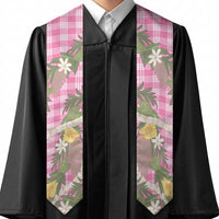 Aloha Puakenikeni Anthurium Pikake Lei Graduation Stole Tropical Pink Hawaiian Palaka Pattern LT9 - Polynesian Pride