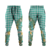 Aloha Puakenikeni Anthurium Pikake Lei Jogger Pants Marine Hawaiian Palaka Pattern