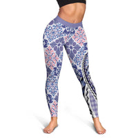 Aloha Vintage Palaka Floral Hawaiian Quilt Leggings Poni Motif - Polynesian Pride