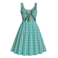 Aloha Vintage Palaka Floral Hawaiian Quilt Midi Dress Polu Motif - Polynesian Pride