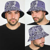 Aloha Vintage Plumeria Hawaiian Tapa Pattern Bucket Hat Purple Hawaiian Tapa Pattern - Polynesian Pride