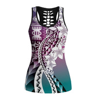 Aloha Vintage Plumeria Hawaiian Tapa Pattern Hollow Tank Top Gradient Hawaiian Tapa Pattern - Polynesian Pride