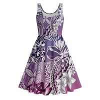 Aloha Vintage Plumeria Hawaiian Tapa Pattern Midi Dress Gradient Hawaiian Tapa Pattern - Polynesian Pride