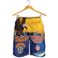 American Samoa Fautasi Shorts for Men Bald Eage and Sailfish with Kakau Motifs - Polynesian Pride