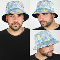 Anthurium Plumeria Lei Pastel Bucket Hat Blue Hawaiian Splendid Palaka