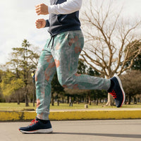 Anthurium Plumeria Lei Pastel Jogger Pants Teal Hawaiian Splendid Palaka