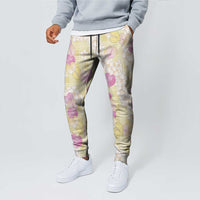 Anthurium Plumeria Lei Pastel Jogger Pants Yellow Hawaiian Splendid Palaka