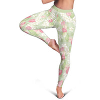 Anthurium Plumeria Lei Pastel Leggings Green Hawaiian Splendid Palaka