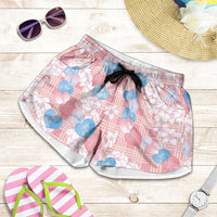 Anthurium Plumeria Lei Pastel Shorts for Women Pink Hawaiian Splendid Palaka
