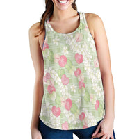 Anthurium Plumeria Lei Pastel Women Racerback Tank Green Hawaiian Splendid Palaka