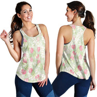 Anthurium Plumeria Lei Pastel Women Racerback Tank Green Hawaiian Splendid Palaka
