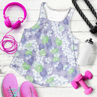 Anthurium Plumeria Lei Pastel Women Racerback Tank Purple Hawaiian Splendid Palaka