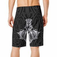 Aotearoa Kowhaiwhai Poutama Black Motif Board Shorts