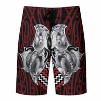 Aotearoa Kowhaiwhai Poutama Red Motif Board Shorts