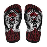 Aotearoa Kowhaiwhai Poutama Red Motif Flip Flops