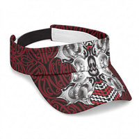 Aotearoa Kowhaiwhai Poutama Red Motif Sun Visor Cap