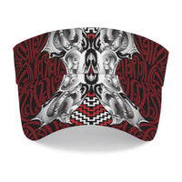 Aotearoa Kowhaiwhai Poutama Red Motif Sun Visor Cap