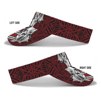 Aotearoa Kowhaiwhai Poutama Red Motif Sun Visor Cap
