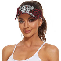 Aotearoa Kowhaiwhai Poutama Red Motif Sun Visor Cap