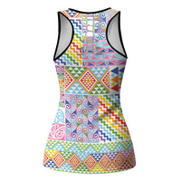 Aotearoa Kowhaiwhai Taniko Patchwork Rainbow Motifs Hollow Tank Top
