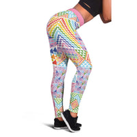Aotearoa Kowhaiwhai Taniko Patchwork Rainbow Motifs Leggings