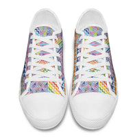 Aotearoa Kowhaiwhai Taniko Patchwork Rainbow Motifs Low Top Shoes