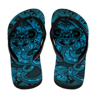 Aotearoa Maori Hei Tiki Flip Flops Kikorangi Kowhaiwhai Puhoro Motif