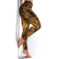 Aotearoa Maori Hei Tiki Leggings Koura Kowhaiwhai Puhoro Motif