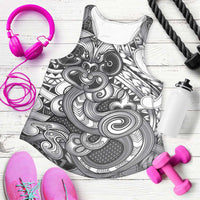 Aotearoa Maori Hei Tiki Women Racerback Tank Kiwikiwi Kowhaiwhai Puhoro Motif LT9 Grey - Polynesian Pride