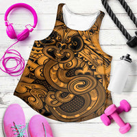 Aotearoa Maori Hei Tiki Women Racerback Tank Koura Kowhaiwhai Puhoro Motif LT9 Gold - Polynesian Pride
