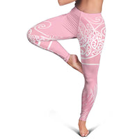 Aotearoa Maori Koru Curves Leggings Silver Ferns - Rose Pink