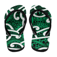 Aotearoa Maori Kowhaiwhai Flip Flops Kakariki Puhoro and Patiki