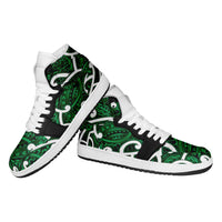 Aotearoa Maori Kowhaiwhai High Sneakers AJ1 Kakariki Puhoro and Patiki