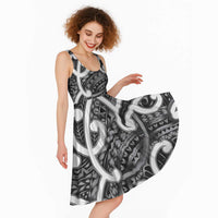 Aotearoa Maori Kowhaiwhai Midi Dress Kiwikiwi Puhoro and Patiki
