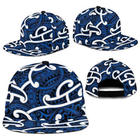 Aotearoa Maori Kowhaiwhai Snapback Cap Kikorangi Puhoro and Patiki