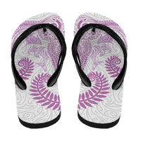 Aotearoa Maori Sea Animals Tribal Flip Flops Manta Ray and Shark Moko Pattern Pink Color