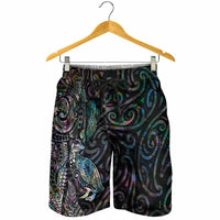Aotearoa Moko Tribal Tattoo Shorts for Men New Zealand Maori Penguin and Fantail Paua Shell Style LT03 - Polynesian Pride