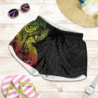 Aotearoa Moko Tribal Tattoo Shorts for Women New Zealand Maori Penguin and Fantail Reggae Style LT03 Multicolor - Polynesian Pride