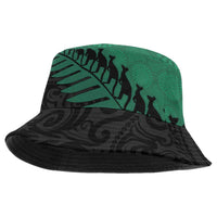 Australia New Zealand Rugby Bucket Hat Green Aboriginal Wallabies and Maori Black Fern - Polynesian Pride