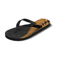 Australia New Zealand Rugby Flip Flops Gold Aboriginal Wallabies and Maori Black Fern - Polynesian Pride