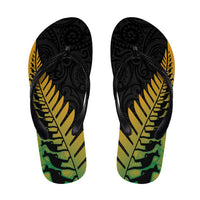 Australia New Zealand Rugby Flip Flops Gradient Aboriginal Wallabies and Maori Black Fern - Polynesian Pride