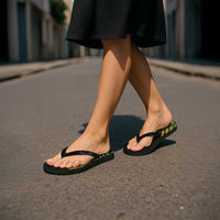 Australia New Zealand Rugby Flip Flops Gradient Aboriginal Wallabies and Maori Black Fern - Polynesian Pride