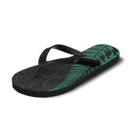 Australia New Zealand Rugby Flip Flops Green Aboriginal Wallabies and Maori Black Fern - Polynesian Pride