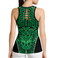 Basketball New Zealand Hollow Tank Top Green Maori Ta Moko Indigenous - Polynesian Pride