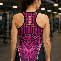 Basketball New Zealand Hollow Tank Top Pink Maori Ta Moko Indigenous - Polynesian Pride