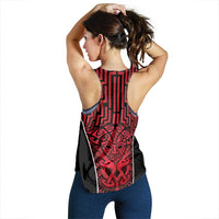 Basketball New Zealand Women Racerback Tank Red Maori Ta Moko Indigenous - Polynesian Pride