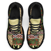 Beige Aotearoa Kowhaiwhai Pattern Clunky Sneakers NZ Maori Quilt Style - Polynesian Pride