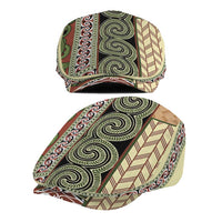 Beige Aotearoa Kowhaiwhai Pattern Jeff Hat NZ Maori Quilt Style - Polynesian Pride