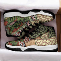 Beige Aotearoa Kowhaiwhai Pattern Sneakers J11 NZ Maori Quilt Style - Polynesian Pride